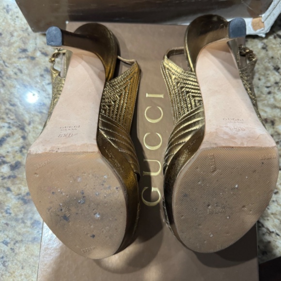 Authentic Gucci Gold Platform High Heels Like New - Picture 5 of 6